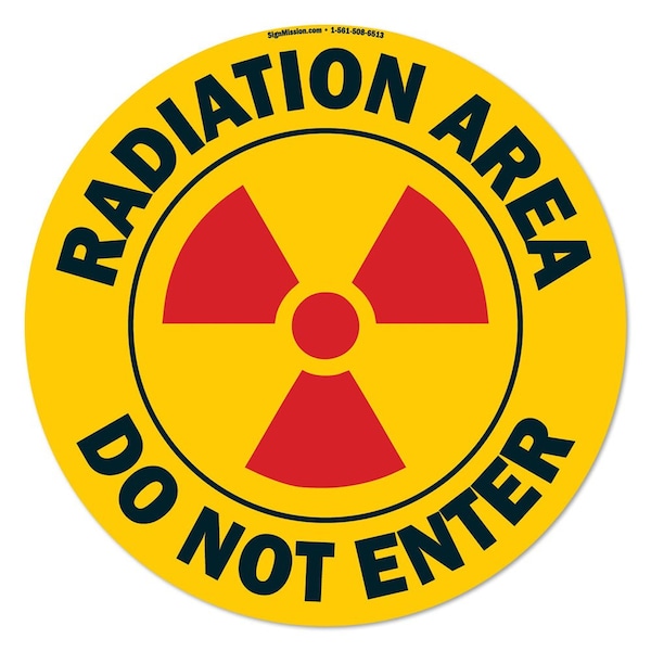 Radiation Area 16in Non-Slip Floor Marker, 6PK, 16 in L, 16 in H, FD-C-16-6PK-99901